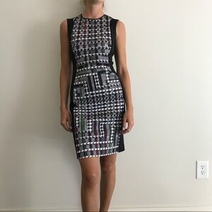 Clover Canyon Black and White Geometric Midi Dress